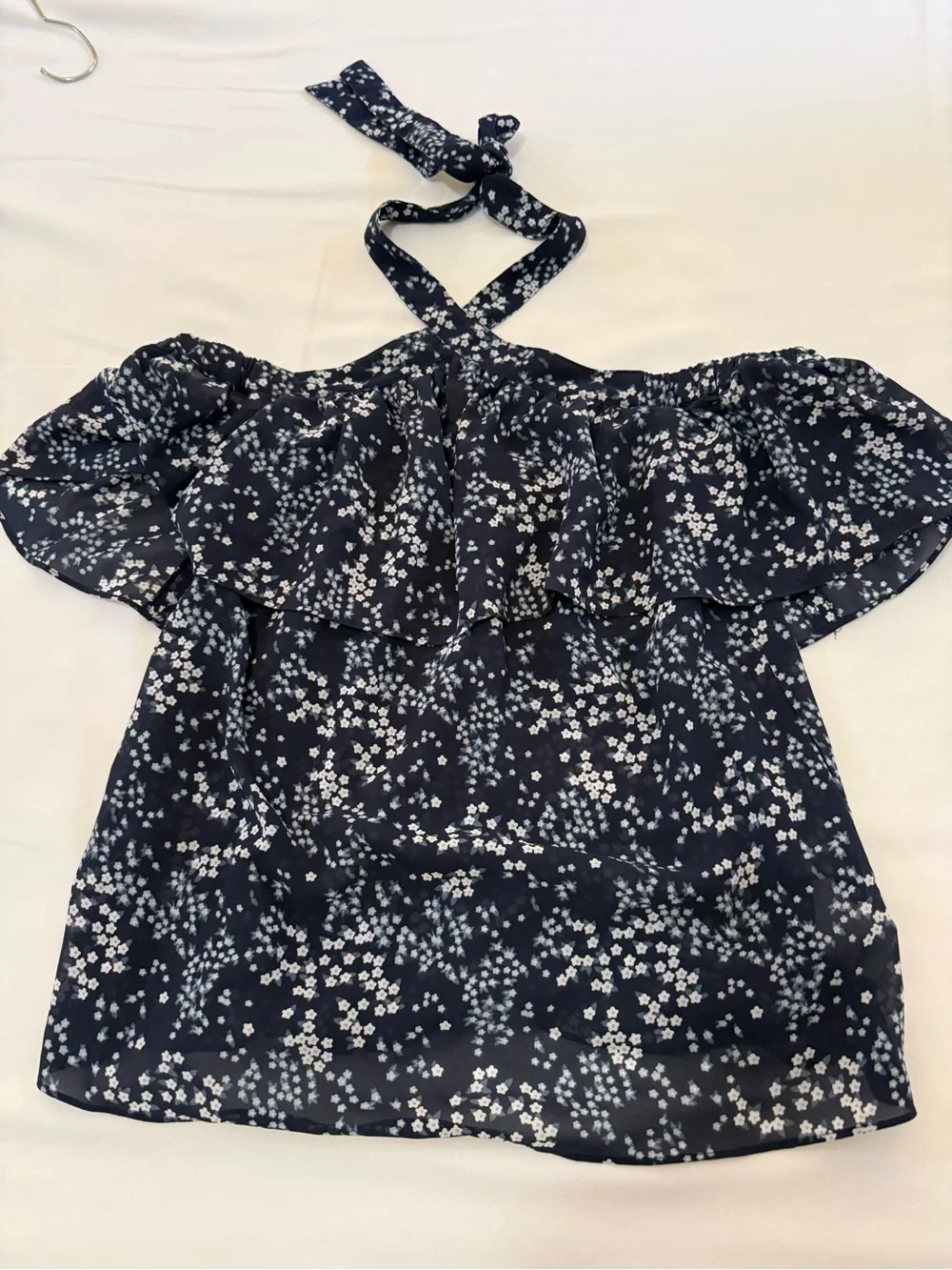 Michael Kors Navy Floral Halter Ruffle Camisole